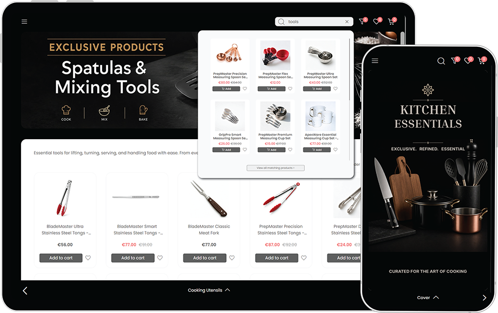 Campagne ouverte sur smartphone, présentant une couverture promotionnelle personnalisée avec une bannière de réduction et une grille de produits achetables.