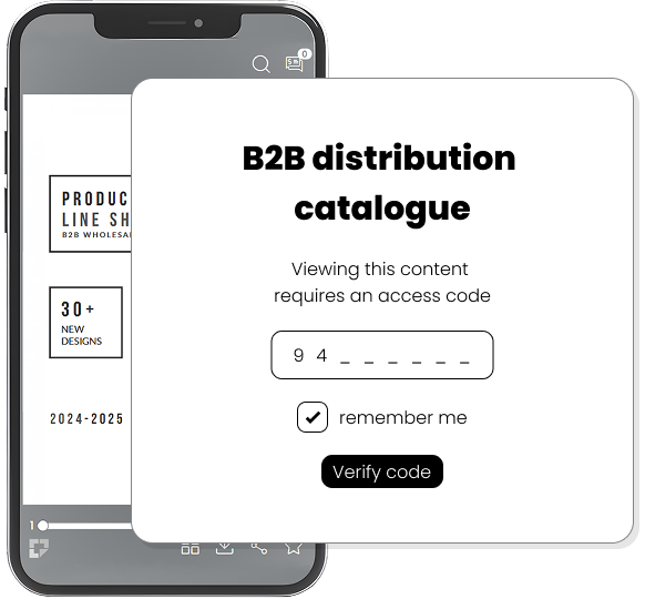 B2B distribution catalogue that requires an access code to view the content