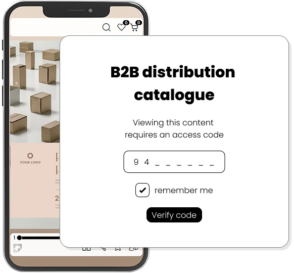 Catálogo de distribución B2B que requiere un código de acceso para visualizar el contenido